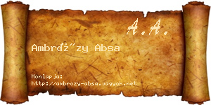 Ambrózy Absa névjegykártya